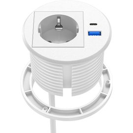 Chenquansarl-Pr De Bureau Encastrable Avec Usb C, Pr Rétractable Avec Usb A Et C Pour Plan De Travail Cuisine, Blanc