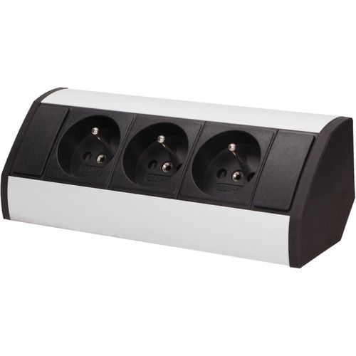 Cmjaagur-Gm-9001/B-G Multipr Angle Pr De Meuble Ou De Bureau 3x2p+T Bloc Multipr Parfait Pour Les Vitrines Pr Plan De Travail Cuisine (Noir Et Argent)[M313]