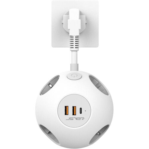Multiprise Murale 4 Prises,Multiprise avec 2 USB et 1 Type C Hémisphère Multiprise avec Interrupteur Rallonge Multiprise avec Câble Court 5CM pour Maison, Cuisine, Bureau-Blanc