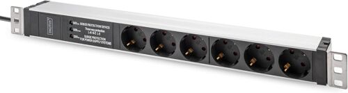 Multiprise 19" - 6 prises - 1HE - 250 VAC - 50/60 Hz - 16 A - 4000 W - Avec interrupteur de protection