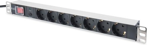 Multiprise 19" - 6 prises - 1HE - 250 VAC - 50/60 Hz - 16 A - 4000 W - Avec interrupteur de protection