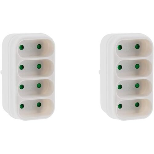 Multiprise 4 Prises Pour Façade - Quadriplite - 4X6A - Blanc - (Lot De 2)