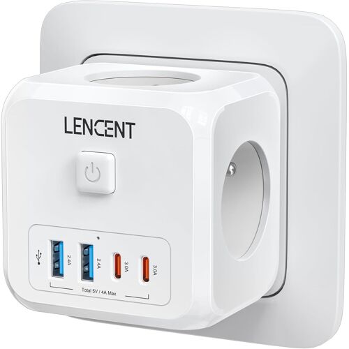 7 In 1 Multi-Socket Usb Wall Power Strip With 3 X 4000W Ac Outputs, 2 Type C And 2 Usb Ports, With Switch, Ideal For Living Room, Office, Bedroom