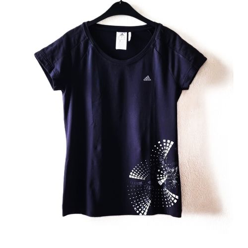 T-Shirt Adidas Taille 40/42 Noir Et Blanc Polyester & Élasthanne