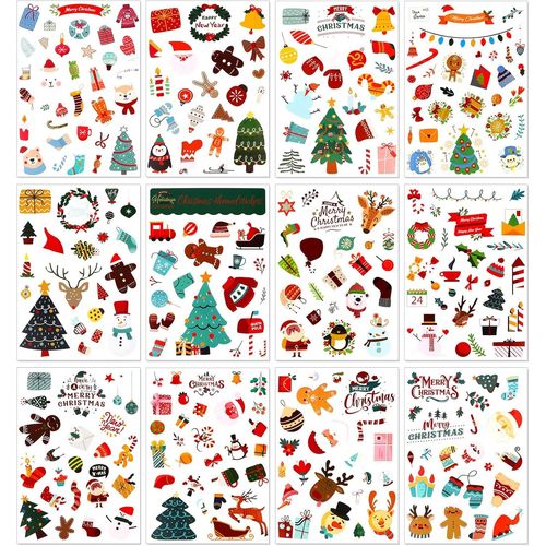 Tianyi-300pcs Noël Autocollants Pour Enfants Artisanat, Autocollants De Bricolage De Noël Pour Diy Cartes Scrapbooking De Noël, Autocollants De Albums Photos Noël Stickers Gomettes
