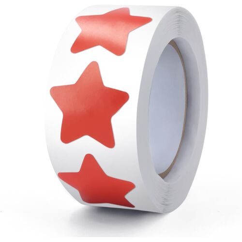Rouleau D'autocollants Étoiles Rouges 2.5cm 500 Pièces Vinyle Durable Et Pour Magasins,Salles De Classe,Écoles,Fêtes,Enfants