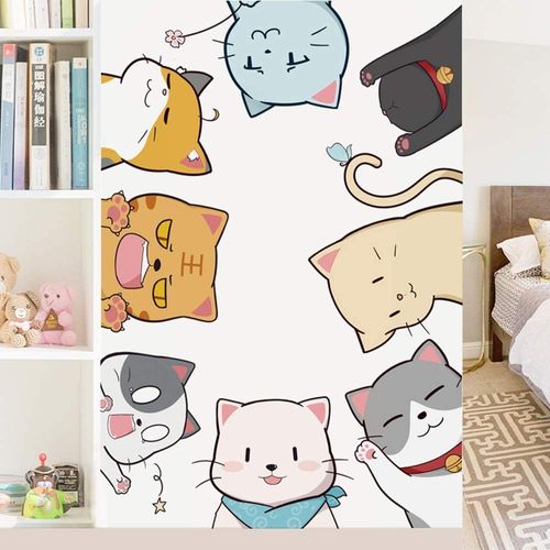 Trahoo-Buerhomie Stickers Muraux Enfant, Autocollant Mural Les Chats Chatons, Déco Murale Pour Les Chambres De Bébé Garçon Fille