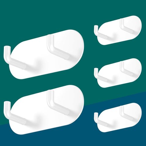 Lot De 5 Porte-Serviettes Sans Perçage - Blancs - Crochets Blancs Autocollants Et Inoxydables - Crochets Adhésifs Pratiques Et De Qualité Supérieure - Pour Salle De Bain Et Double[POU8807327]