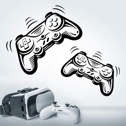 Trahoo-Joysticks Stickers Muraux Pour Chambre D'enfant En Vinyle Pour Enfants Chambre D'enfant Chambre D'enfant Vidéo Gamer Enfants Stickers Contrôleur Garçon Murs Jeux Posters Adolescent Papier Pein