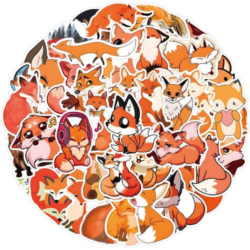 Mignon Renard Autocollants 50 Pcs Cool Autocollants Esthétiques pour Bouteilles D'eau Ordinateur Portable Scrapbooks Guitares Bagages Vélo Téléphone À Roulettes - Adolescent Fille Enfants Autocollant