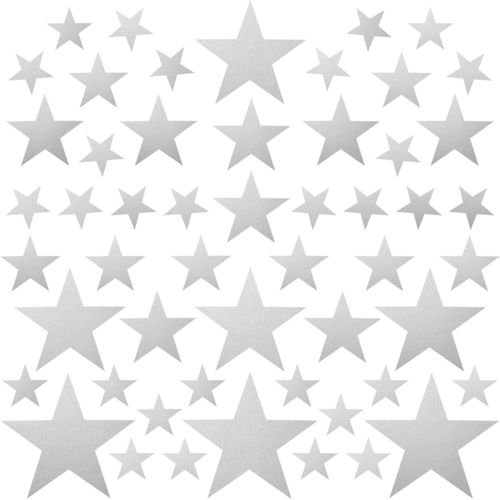 Trahoo-Set De 54 Stickers Muraux Enfants Étoiles - Autocollants Décoration Murale Chambre Bébé - Facile À Poser Argent