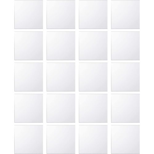 20 Pièces Miroir Autocollant 10 x 10 cm Miroir Adhésif Flexibles Carreaux - 1mm D'épaisseur - Miroir Acryliques Mural pour Cuisine Salle de Bain Salon