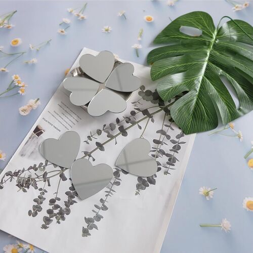 50 Pieces Heart Shape Mirror, Heart Wall Mirror, Portable Mirror, Travel Mirror, For Beauty And Makeup, Craft Decoration