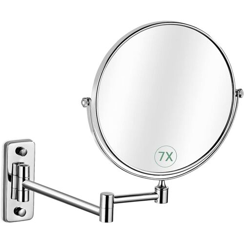 Cosmetic Mirror With 1x/7x Magnification, Double Sided Shaving Mirror, 360° Swivel For Bathroom, Beauty Studio, Spa, Hotel Ø 20 Cm 
