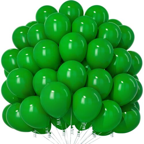 SJZG-Ballons Vert Foncé, 100 Pièces 12 Pouces Mat Pour Hommes Femmes Anniversaire Baby Shower Remise Des Diplômes Noël Wild One Party Décorations