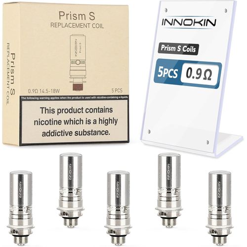 KALANKA-- Prism S-Coil 0,9 Ohm - Résistance De Remplacement Pour Cigarette Electronique - Puissance 14,5-18 W - Vape MTL - Pas De Vis 510 - Technologie Kanthal - Sans Nicotine Ni Tabac - Boîte De 5