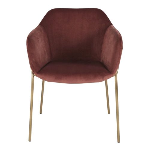 Chaise En Velours Terracotta Et Métal Doré