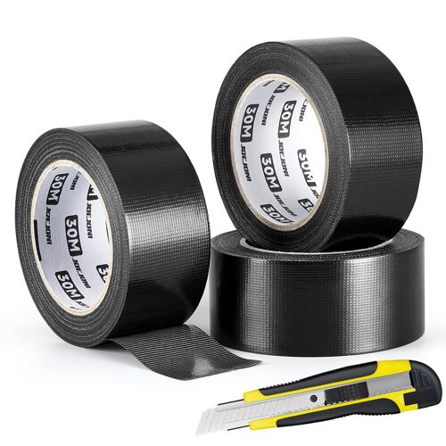 3 Rouleaux De Ruban Adhésif Blindé Extra Fort,30mx50mm Ruban Adhésif Résistant À L'eau,Ruban Adhésif Large En Tissu Avec Cutter,Pour La Réparation,Le Bricolage,L'artisanat,L'intérieur