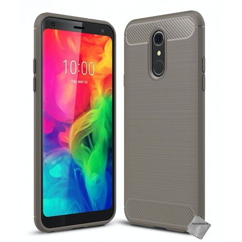 Housse etui coque silicone gel carbone pour LG Q7 + film ecran - GRIS