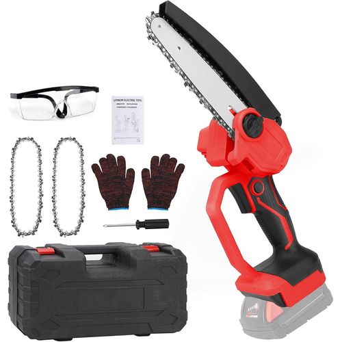 ASFASFq-Mini Tronçonneuse à Batterie Compatible avec Milwaukee M18 Batteries,6 Pouces Tronçonneuse Électrique sans Fil 2 Chaînes,Portable Pour La Coupe Du Bois, Les Branches D'arbres, L'élagage, La C