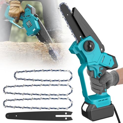 ASFASFq-Ecarke Tronçonneuse sans fil 6 & 8 pouces 2-en-1 pour Makita 18V, 1200W Brushless, 21000 tr/min, Vitesse de Chaîne 7m/s, Pompe à Huile Automatique, Chaîne de Remplacement 6 & 8 pouces(sans ba