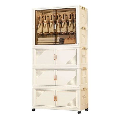 Wevalley Armoire À Vêtements Sur Roulettes, Avec 3 Tiroirs Et 1 Penderie, 10 Cintres, Blanc