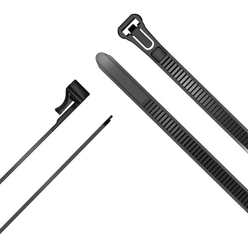 KabelDirekt - Serre-câbles réutilisables- (7,4mm x 300mm) - (Serre-câbles détachables réutilisables, 100 unités, Nylon Flexible, Noir) - Top Series