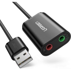 CLICKSELL-Carte Son Externe Usba Vers Adaptateur Usb Vers Jack 3,5Mm Convertisseur De Carte Son Usb Compatible Avec Ps5 Ps4 Raspberry Pi Casque Gamer Enceinte Microphone Windows Laptop Mac Mini Noir