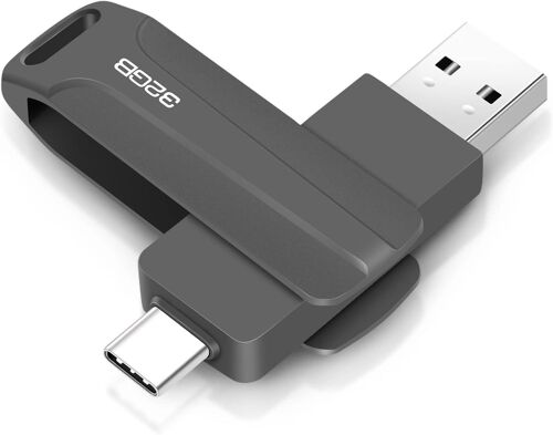 Clé USB 2 en 1 32Go, Type C Pendrive 32Go Clé C Flash 32 Giga 2-en-1 OTG Stylo 32GB pour PC/Tablette/Portable/Smartphone avec Type C, Xiaomi/Huawei [Gris]