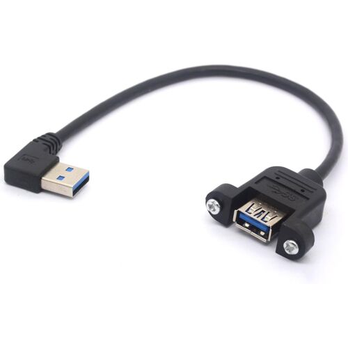 KALANKA-(Right) - Right Angled USB 3.0 Panel Mount Cable USB3.0 Male To Female with M3 Screw Panel Mount Extension Cord For Industrial Computer PC 30CM (Right)