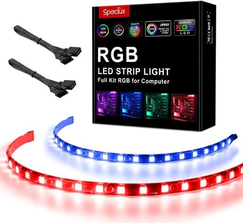 Bande Led Rgb,Bande Lumineuse Pour Modification/Réglage Du Pc,Contrôle De La Carte Mère Via L'en-Tête Rvb 12v 4pin (2 Strip Rgb)