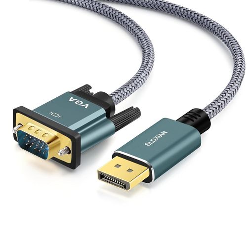 CLOUDDS-Câble Displayport Vers Vga,Câble Dp Mâle Vers Vga Mâle 1080P,Plaqué Or,Veste Tressée,Pour Laptop,Pc,Moniteur,Tv,Projecteur (1M)