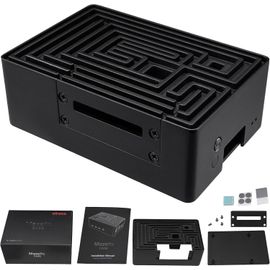 ChenQuanSarl-Maze Pro | Boîtier Raspberry Pi 4 | Bouton D'Alimentation | Boîtier De Refroidissement Passif | Coussinets Thermiques | Dissipateur Thermique En Aluminium | Boîtier Sans Ventilateur | A-