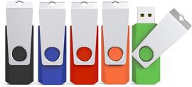 Clé USB 32Go 2.0 Lot de 5 Clef USB 2.0 32 Go LED 5 Pièces 32GB Cle USB Flash Drive 32Giga avec Pince en Métal à 360° Fonctionne avec PC (Noir Bleu Rouge Vert Orange)
