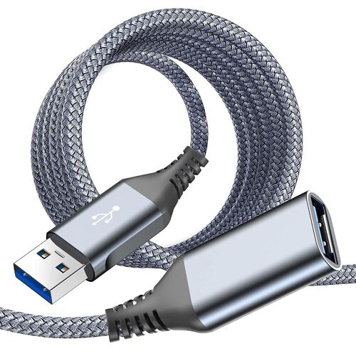 Câble Rallonge USB 3.0 [3M] Câble Extension Mâle A vers Femelle A 5Gbps Compatible avec Computer,Clé USB,Hub USB,Disque Dur Externe,Manette PS4 Xbox,Clavier,Souris,Imprimante,Webcam-gris