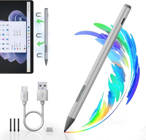 Stylet Surface Pour Microsoft Surface Pro 11/10/9/8/X/7+/7/6/5/4/3 [Magnétique,4096 Points De Pression,Gomme] Surface Pen Pour Surface Go 3/Surface Book/Surface Laptop 2/3/4/Laptop/Laptop Studio