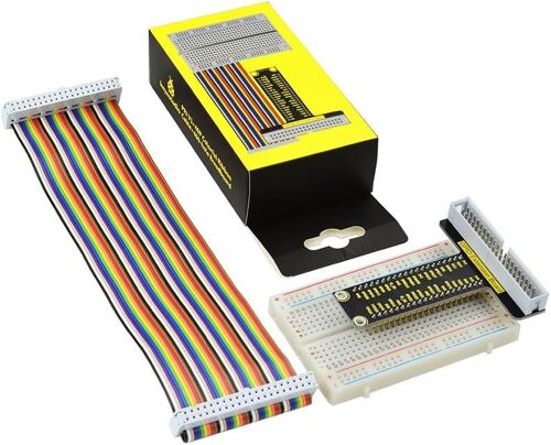 Raspberry pi 4 GPIO GPIO Breakout Expansion Kit assemblé Pi T-Cobbler Breakout + Rainbow câble Ruban + 400 Points de Cravate sans Soudure Breadboard pour Raspberry Pi 2 3 B+