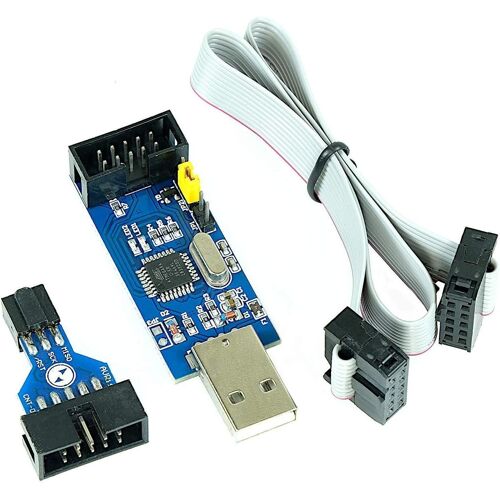 JGD-Dispositif de Programmation USBasp 3.3V 5V avec Adaptateur et câble ISP, Programmeur USB ISP pour Atmel AVR et Arduino