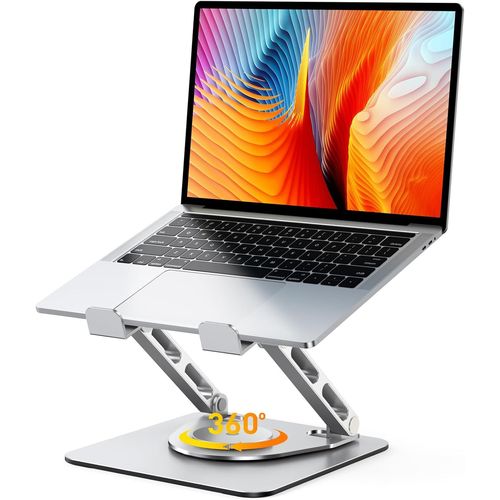Support Ordinateur Portable Rotation 360 Degres Support Double Barre Reglage Hauteur Ergonomique Pliable Pour MacBook Air Pro 10-16 Pouces