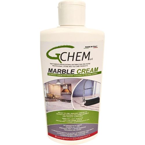 Marble Cream Crème nettoyante lustrante parfumée pour plans de cuisine en marbre, granit et pierres naturelles, idéale pour l¿entretien périodique du plan de travail de la cuisine et du dessus