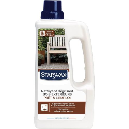 Nettoyant Dégrisant pour Bois Extérieurs - Redonne sa Couleur Naturelle au Bois - Elimine les Salissures Incrustées -Supprime l'Aspect Terne et Gris -Fabriqué en France - 1L -Jusqu'à 7,5m²