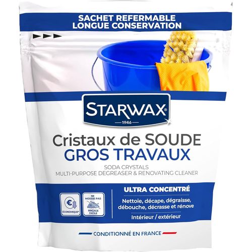 KALANKA-\u2013 Cristaux de soude gros travaux \u2013 Multi-usages \u2013 Dégraissant & rénovant \u2013 Décape peintures & vernis \u2013 Entretien canalisations \u2013 1,4 kg \u2013 Fabriqué en France