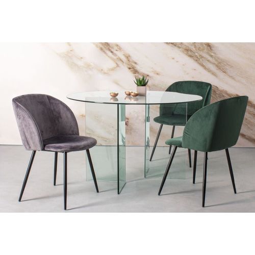 Table Design Ronde En Verre Transparent 6 Places D130