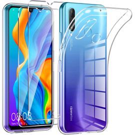 Coque Pour Huawei P30 Lite Avec 2 Pièces Protection Écran En Verre Trempé,Ultra Transparente Silicone En Gel Tpu Souple Pour Huawei P30 Lite Couqe,Antichoc Anti-Jaune Etui Bumper