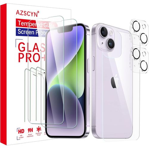 Verre Trempé Pour Iphone 14 Plus, 2 Pièces Vitre Film Protecteurs D'cran ¿1 Pièces Protecteur D'écran Arrière¿ 2 Pièces Caméra Arrière Protecteur, Hd, Dureté 9h Glass,Installation Facile