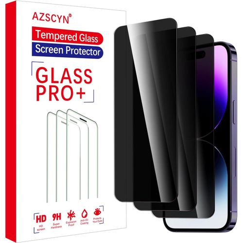 Lot De 3 Verre Trempé Anti-Espion Pour Iphone 14 Pro, Anti Espion Vitre Protection Ecran Protege Accessoire, Film De Protecteur, Résistance Aux Rayures, Dureté 9h, Pas De Bulles