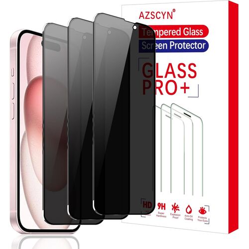 Pack Of 3 Anti-Spy Tempered Glass For Iphone 15 Plus/16 Plus,Anti-Spy Glass Screen Protector Accessory,Scratch Resistance,9h Hardness,No Bubbles