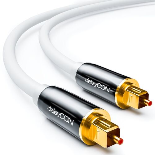 MEVRONISSHOP-1,5m Câble Audio Digital Optique S/PDIF 2x Prises Toslink Câble Fibre Optique Prises Métalliques 5mm Flexible - Blanc