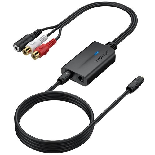 VornixorSarlshop-192kHz Convertisseur DAC Convertisseur Optique vers RCA vers Analogique SPDIFToslink Adaptateur 3,5mm avec 1M de câble pour HDTV DVD Blu-ray Sky Xbox PS3 PS4