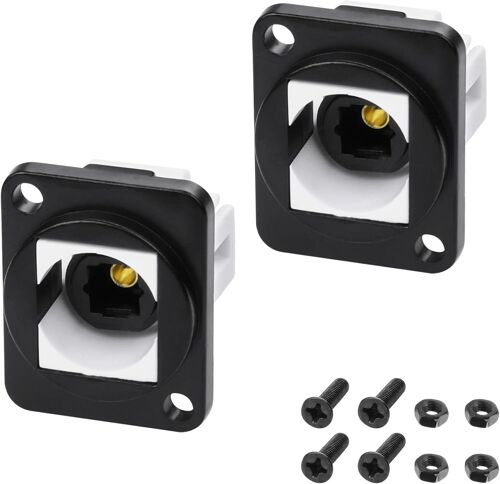TosLink - Lot de 2 coupleurs optiques numériques à fibre optique - Câble d'extension femelle vers femelle - Pour lecteur CD, TV, barre de son, cartes ProAudio
